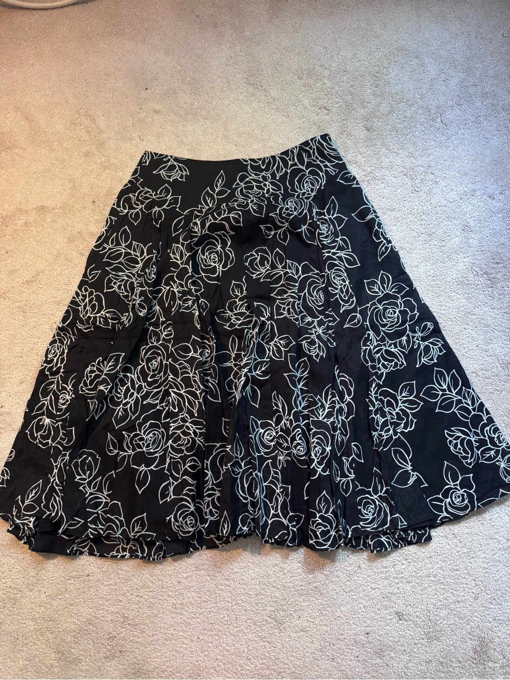 Jones New York Black Skirt with White Floral Outline